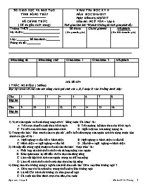 Đề kiểm tra học kỳ II môn Ngữ văn Lớp 6 - Năm