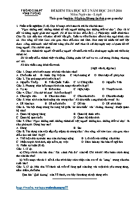 Đề kiểm tra học kỳ II môn Ngữ văn Lớp 8 - Năm