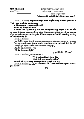 Đề kiểm tra học kỳ II môn Ngữ văn Lớp 8 - Năm học 2015-2016