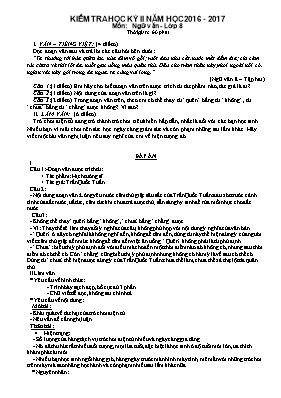 Đề kiểm tra học kỳ II môn Ngữ văn Lớp 8 - Năm học 2016-2017 (Có đáp án)