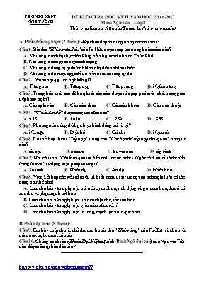 Đề kiểm tra học kỳ II môn Ngữ văn Lớp 8 - Năm