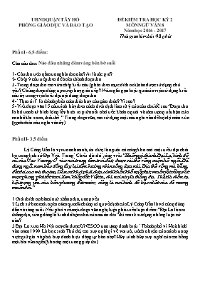 Đề kiểm tra học kỳ II môn Ngữ văn Lớp 8 - Năm học 2016-2017 - Phòng GD & ĐT Tây Hồ (Có đáp án)