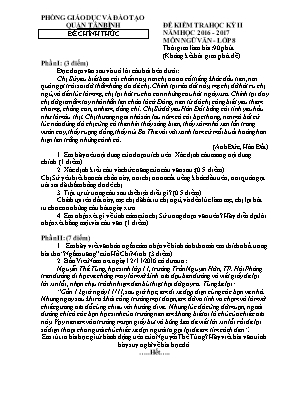 Đề kiểm tra học kỳ II môn Ngữ văn Lớp 8 - Năm học 2016-2017 - Phòng GD & ĐT Tân Bình