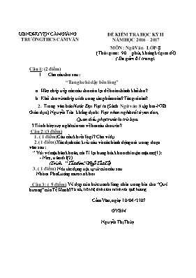 Đề kiểm tra học kỳ II môn Ngữ văn Lớp 8 - Năm