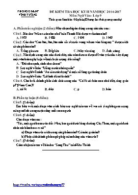 Đề kiểm tra học kỳ II môn Ngữ văn Lớp 9 - Năm
