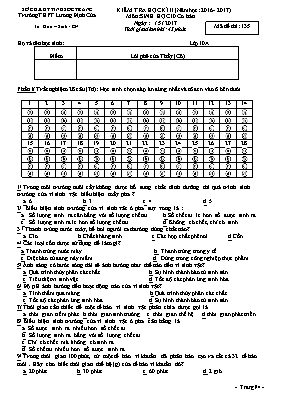 Đề kiểm tra học kỳ II môn Sinh học Lớp 10 - M