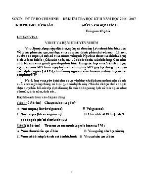 Đề kiểm tra học kỳ II môn Sinh học Lớp 10 - N