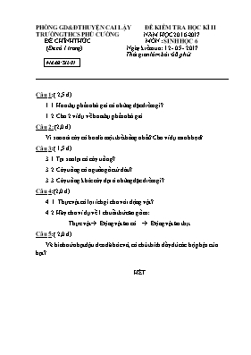 Đề kiểm tra học kỳ II môn Sinh học Lớp 6 - Mã