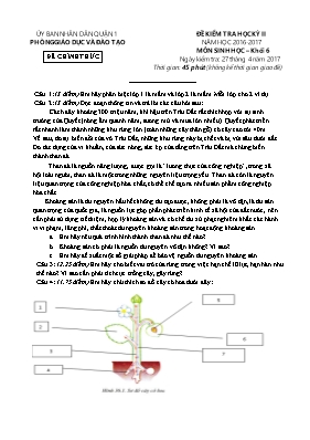 Đề kiểm tra học kỳ II môn Sinh học Lớp 6 - Nă