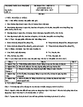 Đề kiểm tra học kỳ II môn Sinh học Lớp 6 - Nă
