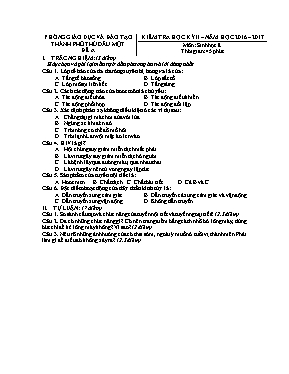 Đề kiểm tra học kỳ II môn Sinh học Lớp 8 - Đề