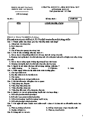 Đề kiểm tra học kỳ II môn Sinh học Lớp 8 - Mã