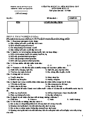 Đề kiểm tra học kỳ II môn Sinh học Lớp 8 - Mã