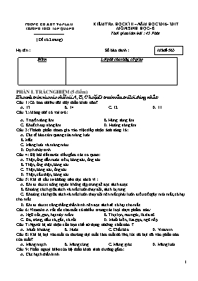 Đề kiểm tra học kỳ II môn Sinh học Lớp 8 - Mã