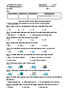 Đề kiểm tra học kỳ II môn Tin học Lớp 3 - Đề