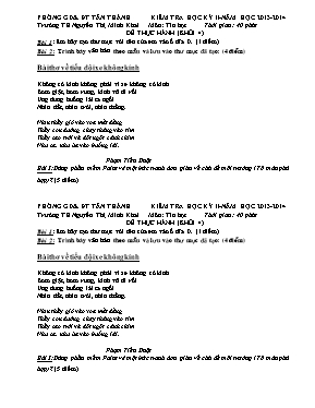 Đề kiểm tra học kỳ II môn Tin học Lớp 4 (Thực