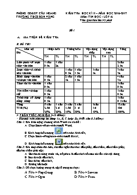 Đề kiểm tra học kỳ II môn Tin học Lớp 6 - Đề 