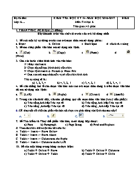 Đề kiểm tra học kỳ II môn Tin học Lớp 6 - Năm học 2016-2017