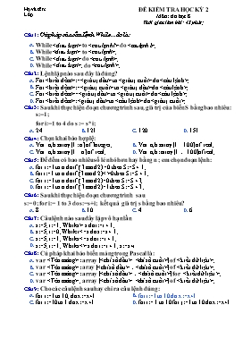 Đề kiểm tra học kỳ II môn Tin học Lớp 8