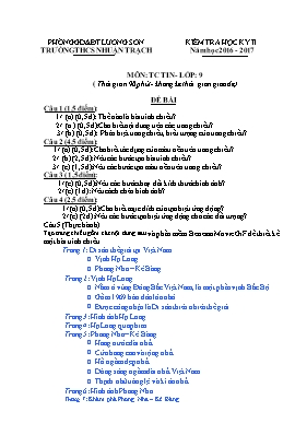 Đề kiểm tra học kỳ II môn Tin học Lớp 9 - Năm