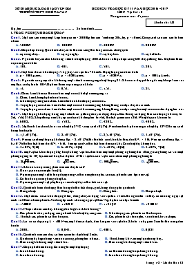 Đề kiểm tra học kỳ II môn Vật lý Lớp 10 - Mã 