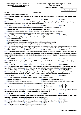 Đề kiểm tra học kỳ II môn Vật lý Lớp 10 - Mã đề 139 - Năm học 2016-2017 - Trường THPT Chu Văn An