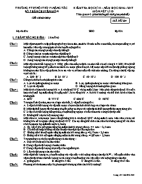 Đề kiểm tra học kỳ II môn Vật lý Lớp 10 - Mã 