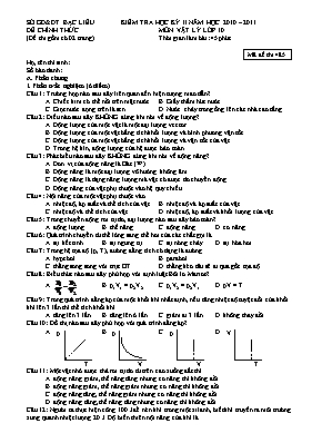 Đề kiểm tra học kỳ II môn Vật lý Lớp 10 - Năm