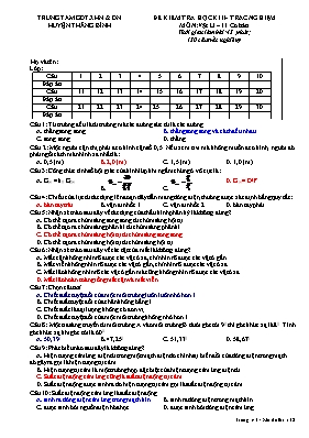 Đề kiểm tra học kỳ II môn Vật lý Lớp 11 (Cơ b
