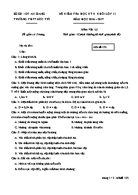 Đề kiểm tra học kỳ II môn Vật lý Lớp 11 - Mã 