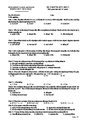 Đề kiểm tra học kỳ II môn Vật lý Lớp 11 - Trư