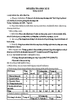 Đề kiểm tra học kỳ II môn Vật lý Lớp 6 - Năm 