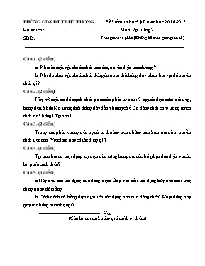 Đề kiểm tra học kỳ II môn Vật lý Lớp 7 - Năm học 2016-2017 - Phòng GD & ĐT Triệu Phong