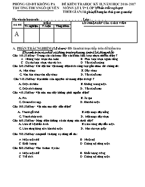 Đề kiểm tra học kỳ II môn Vật lý Lớp 7 - Năm học 2016-2017 - Trường THCS Ngô Quyền