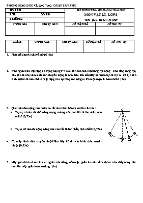 Đề kiểm tra học kỳ II môn Vật lý Lớp 8 - Năm 