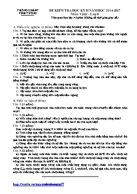 Đề kiểm tra học kỳ II môn Vật lý Lớp 8 - Năm 