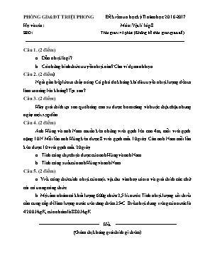 Đề kiểm tra học kỳ II môn Vật lý Lớp 8 - Năm 