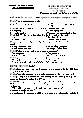 Đề kiểm tra học kỳ II môn Vật lý Lớp 8 - Năm 