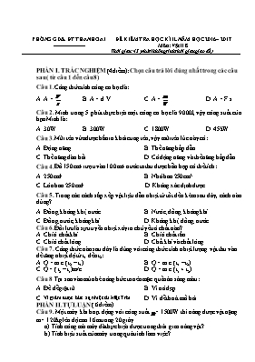 Đề kiểm tra học kỳ II môn Vật lý Lớp 8 - Năm học 2016-2017 - Phòng GD & ĐT Thanh Oai (Có đáp án)