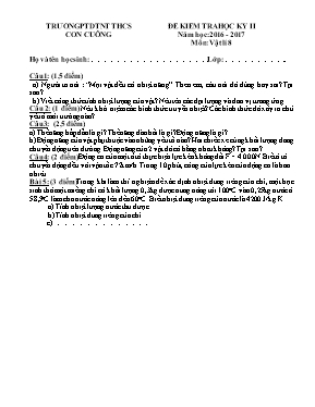 Đề kiểm tra học kỳ II môn Vật lý Lớp 8 - Năm học 2016-2017 - Trường PTDTNT THCS Con Cuông