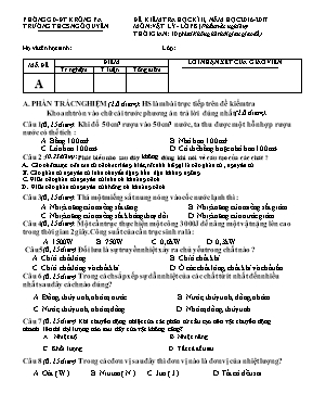 Đề kiểm tra học kỳ II môn Vật lý Lớp 8 - Năm học 2016-2017 - Trường THCS Ngô Quyền