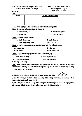 Đề kiểm tra học kỳ II môn Vật lý Lớp 9 - Trường THCS Tam Hiệp