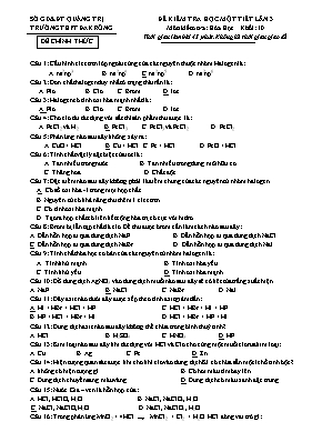 Đề kiểm tra học một tiết lần 3 môn Hóa học
