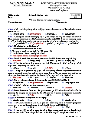 Đề kiểm tra kết thúc học phần Hóa học 12 - Mã