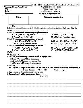 Đề kiểm tra khảo sát chất lượng đầu năm môn H