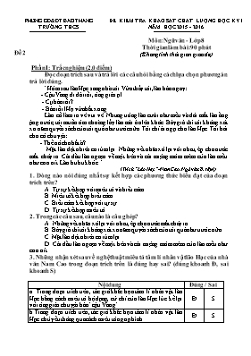 Đề kiểm tra khảo sát chất lượng học kỳ 1 môn 