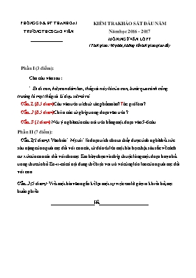Đề kiểm tra khảo sát đầu năm môn Ngữ văn Lớp 8 - Năm học 2016-2017 - Trường THCS Cao Viên (Có đáp án)