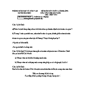 Đề kiểm tra khảo sát đầu năm môn Ngữ văn Lớp 8 - Năm học 2017-2018 - Phòng GD & ĐT Kim Sơn