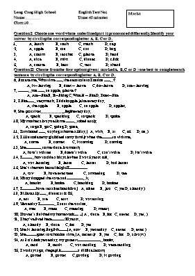 Đề kiểm tra lần 1 môn Tiếng Anh 10