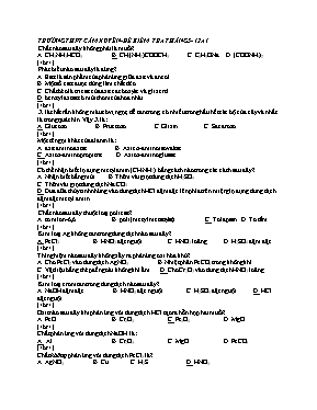 Đề kiểm tra lần 2 Tháng 5 môn Hóa học Lớp 12 